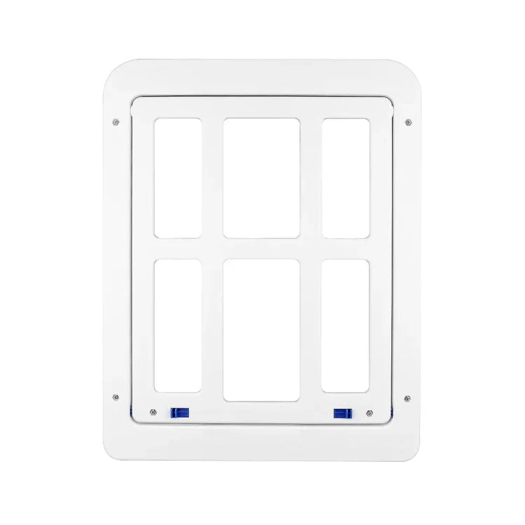 Pet Plaid Door For Screen Window Door Hole With Automatic Closure Lockable, 34cmx 44cm White