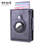 X-80 RFID Anti-theft Brushed Leather Card Holder For AirTag 2nd Gen / AirTag 1st Gen, Black, Blue, Coffee, Apricot, Carbon Fiber Black