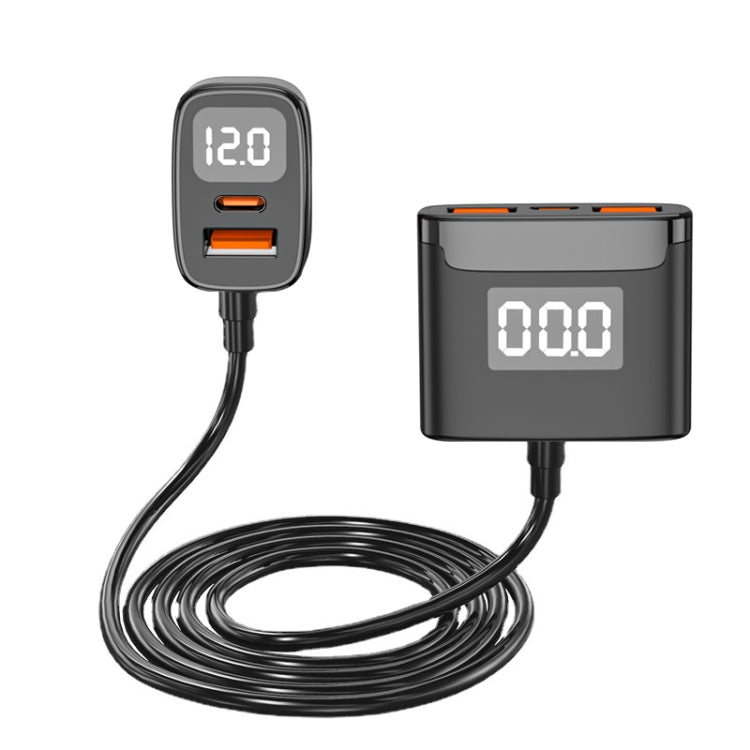 One For Four Car Charger QC3.0 Fast Charge 4USB Car Front And Rear Seat Car Charger, Style:, Upgraded Edition