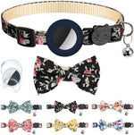 Anti-Lost Printed Bow Pet Collar with Bell for AirTag 2nd Gen / AirTag 1st Gen, Yellow, Blue, Pink, Deep Blue, Orange, Mint Green