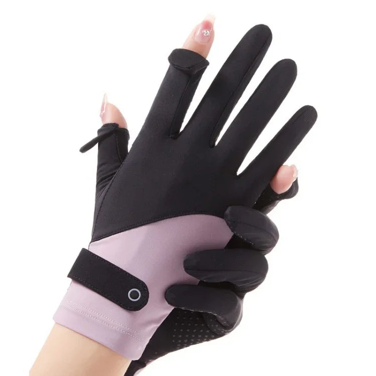FSN02 1pair UV Resistant Ice Silk Breathable Cool Non-Slip Cycling Driving Thin Gloves, Free Code