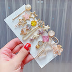 Alloy Colorful Hairpin Headgear Pearl Rhinestone Clip Set, 8PCS/Set Heavy Work, 8PCS/Set Cherry, 8PCS/Set Pink Cherry, 8PCS/Set Starfish, 7PCS/Set Mermaid, 4PCS/Set Light Blue, 6PCS/Set Purple, 8PCS/Set Yellow, 7PCS/Set Yellow Heart, 7PCS/Set Diamond H...