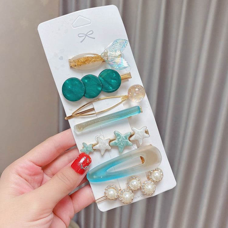 Alloy Colorful Hairpin Headgear Pearl Rhinestone Clip Set, 8PCS/Set Heavy Work, 8PCS/Set Cherry, 8PCS/Set Pink Cherry, 8PCS/Set Starfish, 7PCS/Set Mermaid, 4PCS/Set Light Blue, 6PCS/Set Purple, 8PCS/Set Yellow, 7PCS/Set Yellow Heart, 7PCS/Set Diamond H...