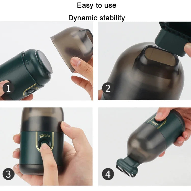 Desktop Mini Rechargeable Handheld Vacuum Cleaner, White, Black, Green