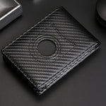 Tracker RFID Card Holder Leather Men Wallet for AirTag 2nd Gen / AirTag 1st Gen, Carbon Fiber, Plain Weave