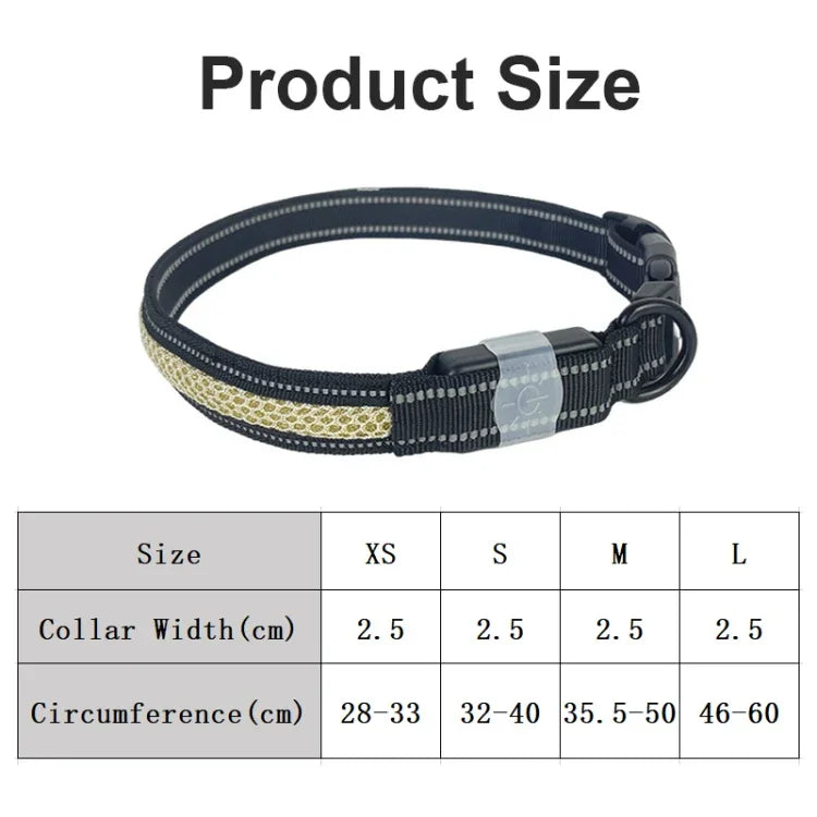 LED Rechargeable Wear-resistant and Waterproof Pet Lighting Collar, Size:, XS, S, M, L