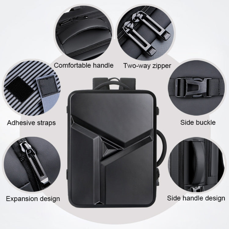Large-capacity Waterproof Expandable Hard Shell Backpack with USB Charging Hole, 161 Light Grey, 161 Black, 161 Dark Gray, 162 Black, 162 Deep Gray, 162 Light Gray