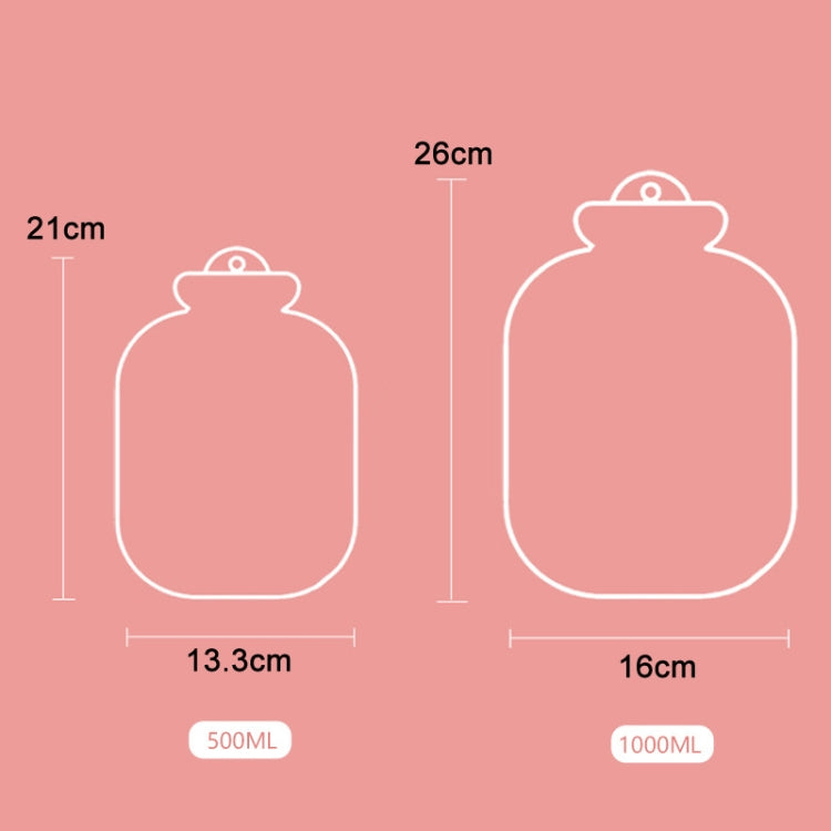 Cartoon Plush Portable Water Jection Mini Hot Water Bag, 500ML Pink, 500ML Blue, 1000ML Blue, 1000ML Green, 1000ML Mint Green, 1000ML Insert Yellow, 1000ML Insert Green