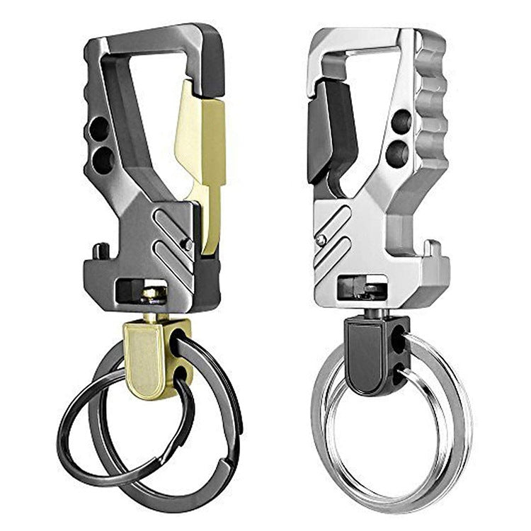 2 PCS QP-131 Multifunctional Double Ring Car Keychain Bottle Opener Carabiner