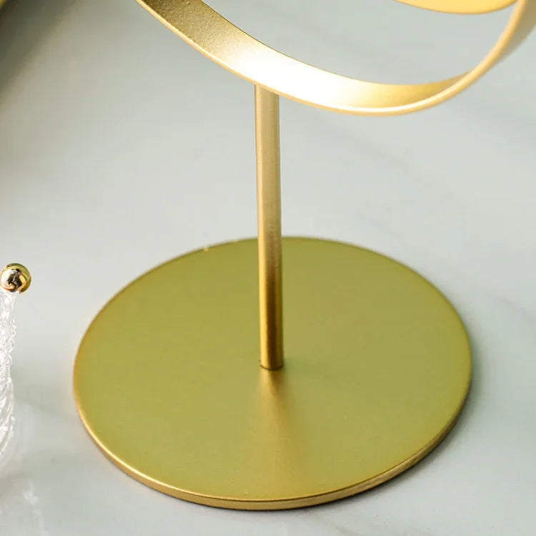 Desktop Makeup Mirror Simple Portable Mirror Rotating Dressing Mirror,Style:, Gold High Model, Gold Stand Model, Black High Model, Black Stand Model