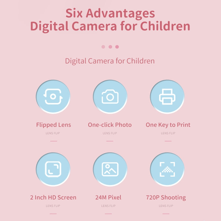 A18 HD Printable Cartoon Kids Digital Camera with Rotating Lens, Spec:, Pink, Pink+16G, Pink+32G, Blue, Blue+16G, Blue+32G