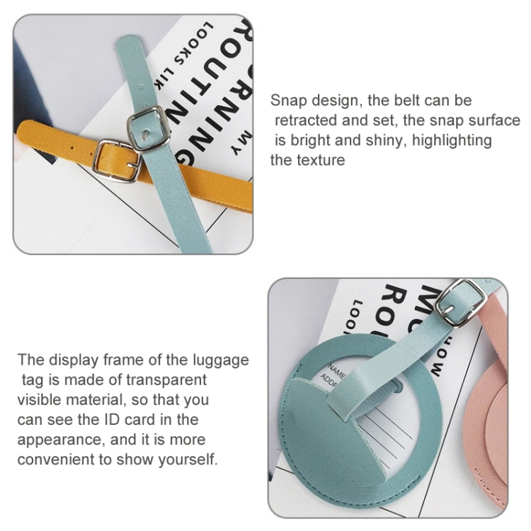 5 PCS Soft-Surface Leather Stitched Round Boarding Pass Luggage Tag