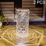 2 PCS SF-001A 1.5V Rose Ambient Light Bedside Crystal LED Desk Lamp, 2 PCS  Yellow Light Without Humidifier, 2 PCS  White Light Without Humidifier