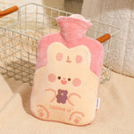 ZS103 Cartoon Plush Water-filled Hot Water Bags Explosion-proof Leak-proof Warming Water Bottle, Spec:, Pink Lucky Rabbit, Beige Lucky Rabbit, Brown Bear, Khaki Bear, Purple Duck, Pink Rabbit, Deep Blue Duck, Ink Green Duck, Intervened Pink
