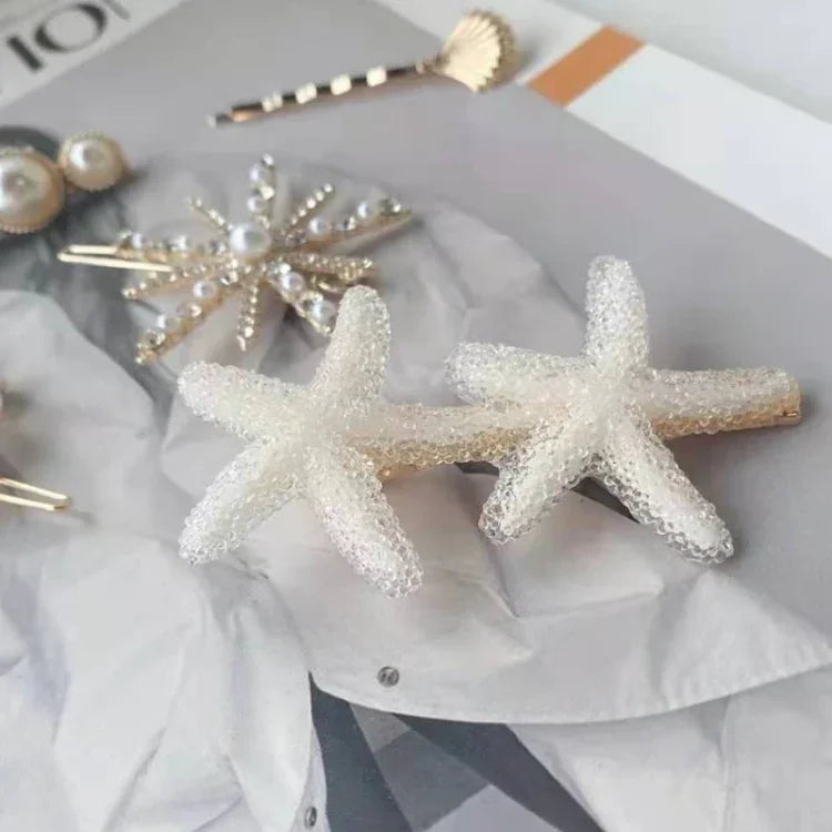 Star Sea Pearl Rhinestone Hair Clip Teenage Girls Headdress