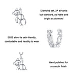 S925 Sterling Silver Bear Twist White Gold Plated Animal Earrings, BSE729