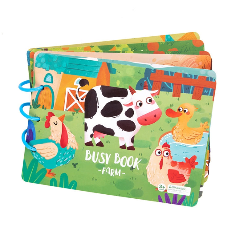 Children Early Teaching Cartoon Intelligence Development Toys Repeatedly Paste Book, Traffic, Life, Dinosaur, Farm