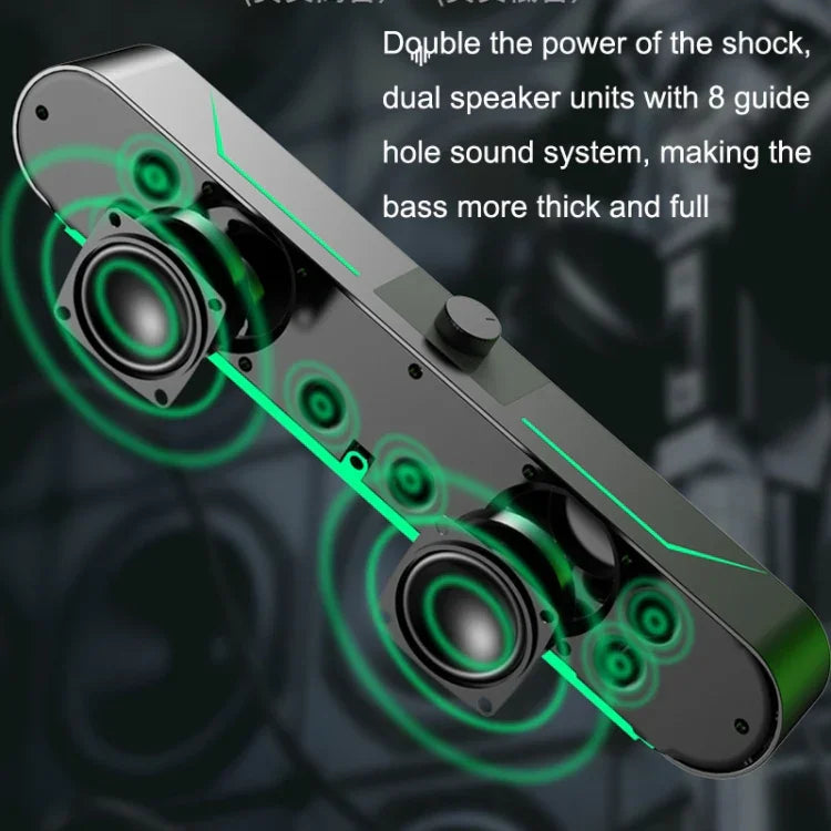 LED Luminous HIFI Stereo Computer Speakers Long Gaming Wired Audio, A39 Wired (Black)