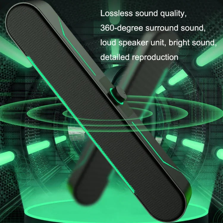 LED Luminous HIFI Stereo Computer Speakers Long Gaming Wired Audio, A39 Wired (Black)