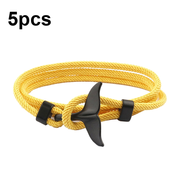 5pcs Whale Tail Braided Hand Rope Double Live Buckle Adjustable Bracelet, 5pcs Pink, 5pcs Yellow, 5pcs Red Wine, 5pcs Navy, 5pcs Khaki, 5pcs Red, 5pcs Black, 5pcs Light Blue, 5pcs Beige