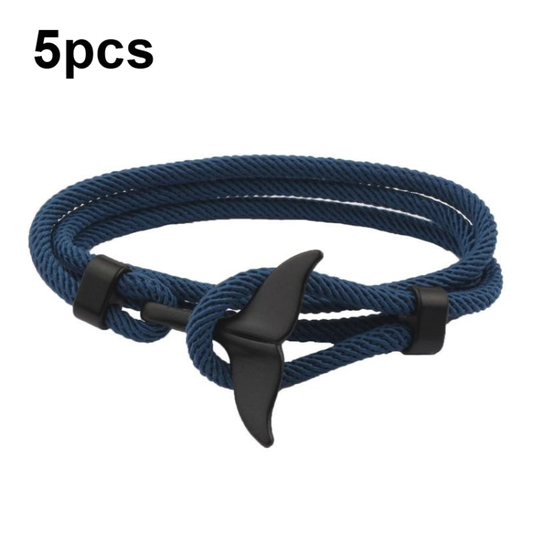 5pcs Whale Tail Braided Hand Rope Double Live Buckle Adjustable Bracelet, 5pcs Pink, 5pcs Yellow, 5pcs Red Wine, 5pcs Navy, 5pcs Khaki, 5pcs Red, 5pcs Black, 5pcs Light Blue, 5pcs Beige
