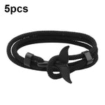 5pcs Whale Tail Braided Hand Rope Double Live Buckle Adjustable Bracelet, 5pcs Pink, 5pcs Yellow, 5pcs Red Wine, 5pcs Navy, 5pcs Khaki, 5pcs Red, 5pcs Black, 5pcs Light Blue, 5pcs Beige
