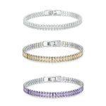 Sparkling Cubic Zirconia Bracelet Gold Plated Copper Jewelry, YIB055-17LCP, YIB055-19LCP, YIB055-17LVT, YIB055-19LVT