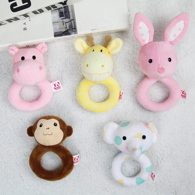 Baby Hand Rattles Toys Hand Grip Stick Newborn Soothing Toys,Style:, Giraffe, Pink Rabbit, Little Grey Elephant, Koala, Piggy, Monkey, White Rabbit, Little Red Mouse, Little Flower Elephant, Little Banana, Sleep Bear Blue Rattles                       ...