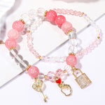 Crystal Beaded Bracelet Ladies Natural Crystal Bracelet, S2204-3 Pink Opal, S2204-2 Blue Opal, S2204-6 Orange+Butterfly, S2204-5 Pink Opal, S2203-1 Pink+Rose, S2203-2 Blue+Rose, S2203-7 Pink+Key