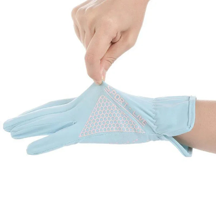 1pair Driving Sunscreen Anti-ultraviolet Thin Summer Ice Silk Dew Finger Non-slip Riding Gloves, Free Size