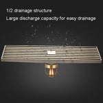 8x30cm Extended Full Copper Strip Floor Drain, Style:, K8034 Chrome Plated+Black Straight Row, K8034 Chrome Plated+Copper Self Seal, K8034 Chrome Plated+5.5 Deep Water Seal, K8034 Chrome Plated+Magnetic Suspension, K8035 Nickel Brushes+Black Straight R...