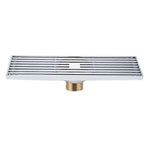 8x30cm Extended Full Copper Strip Floor Drain, Style:, K8034 Chrome Plated+Black Straight Row, K8034 Chrome Plated+Copper Self Seal, K8034 Chrome Plated+5.5 Deep Water Seal, K8034 Chrome Plated+Magnetic Suspension, K8035 Nickel Brushes+Black Straight R...
