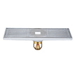 8x30cm Extended Full Copper Strip Floor Drain, Style:, K8034 Chrome Plated+Black Straight Row, K8034 Chrome Plated+Copper Self Seal, K8034 Chrome Plated+5.5 Deep Water Seal, K8034 Chrome Plated+Magnetic Suspension, K8035 Nickel Brushes+Black Straight R...