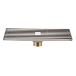 8x30cm Extended Full Copper Strip Floor Drain, Style:, K8034 Chrome Plated+Black Straight Row, K8034 Chrome Plated+Copper Self Seal, K8034 Chrome Plated+5.5 Deep Water Seal, K8034 Chrome Plated+Magnetic Suspension, K8035 Nickel Brushes+Black Straight R...