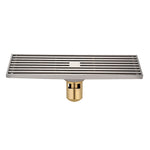 8x30cm Extended Full Copper Strip Floor Drain, Style:, K8034 Chrome Plated+Black Straight Row, K8034 Chrome Plated+Copper Self Seal, K8034 Chrome Plated+5.5 Deep Water Seal, K8034 Chrome Plated+Magnetic Suspension, K8035 Nickel Brushes+Black Straight R...