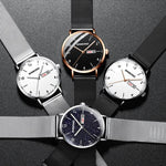 BINBOND B3820 30M Waterproof Ultra-thin Quartz Luminous Starry Watch, Black Net-Black-Starry