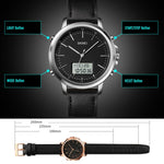 SKMEI 1652 Dual Movement Sports Leather Alloy Male Watch, Rose Gold Shell White Machine, Rose Gold Shell Black Machine, Gold Shell Black Machine, Black Shell Black Machine, Silver Shell White Machine, Silver Shell Black Machine