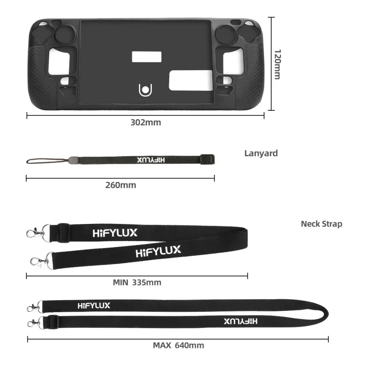 For Steam Deck Hifylux ST-PF14 Game Console Silicone Case Anti-scratch Non-slip Handheld Case Lanyard, Silicone Case Blue, Silicone Case Red
