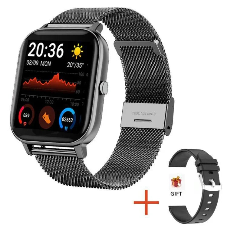 H10 1.69 inch Screen Bluetooth Call Smart Watch, Support Heart Rate/Blood Pressure/Sleep Monitoring, Black, Pink, Yellow, Grey, Blue Net+Silicone, Black Net+Silicone, Pink Net+Silicone, Gold Net+Silicone, Silver Net+Silicone