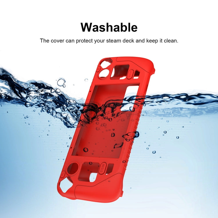For Steam Deck Game Controller Soft Silicone Protective Cover Case With 4pcs Key Cap, SD001 (Black), SD001 (Red), SD001 (Luminous Blue), SD001 (Luminous Green)