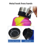 Outdoor Silicone Folding Water Cup Telescopic Water Bottle Travel Drinking Cup With Carabiner, 700ml Black, 700ml Grey, 700ml Red, 700ml Wine Red, 700ml Blue