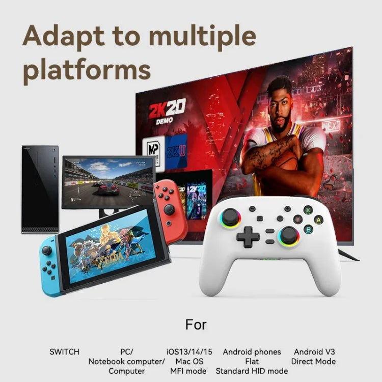 Wireless Bluetooth Somatosensory Vibration Gamepad for Nintendo Switch/Switch PRO, Black Gold, White Green, Black, White