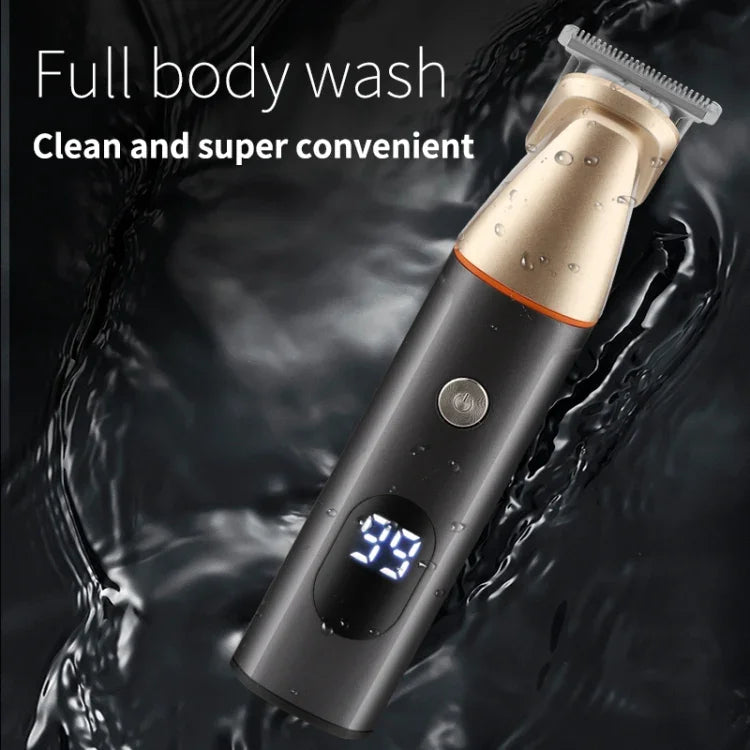5 In 1 Haircut Digital Display Water Washing Shaver Nose Hair Electric Push Shear Set, LK-881 5 In 1 (Silver)