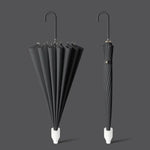 16 Bone Automatic Long Handle Double Sunny And Rain Dual Use Umbrella, With Waterproof Cover Beige, With Waterproof Cover Black, With Waterproof Cover Purple, With Waterproof Cover Green, With Waterproof Cover White, With Waterproof Cover Matcha       ...