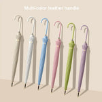 16 Bone Automatic Long Handle Double Sunny And Rain Dual Use Umbrella, With Waterproof Cover Beige, With Waterproof Cover Black, With Waterproof Cover Purple, With Waterproof Cover Green, With Waterproof Cover White, With Waterproof Cover Matcha       ...