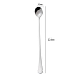 304 Stainless Steel Long Handle Thickened Round Spoon Coffee Ice Drink Mixing Spoon, Stainless Steel Color