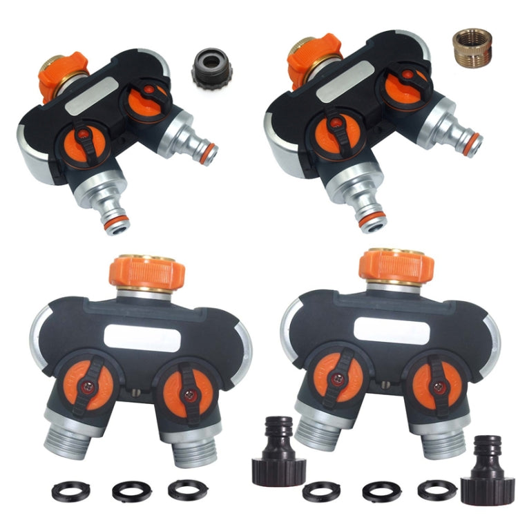 Garden Irrigation And Watering One Pass Two Faucet Water Divider, With Plastic Adapter, With Copper Adapter, With Thread European Connector, With Thread European Connector+Plastic Nipple Connector