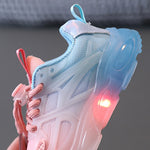 WISDOMFROG Girls Sneakers LED Light Up Boys Gradient Mesh Shoes Children Footwear, 21, 22, 23, 24, 25, 26, 27, 28, 29