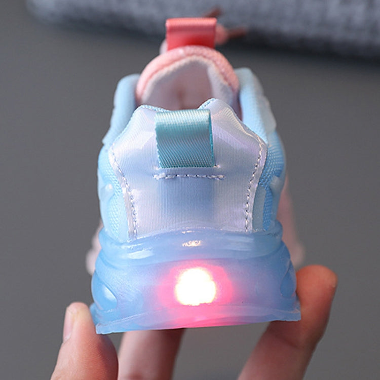 WISDOMFROG Girls Sneakers LED Light Up Boys Gradient Mesh Shoes Children Footwear, 21, 22, 23, 24, 25, 26, 27, 28, 29