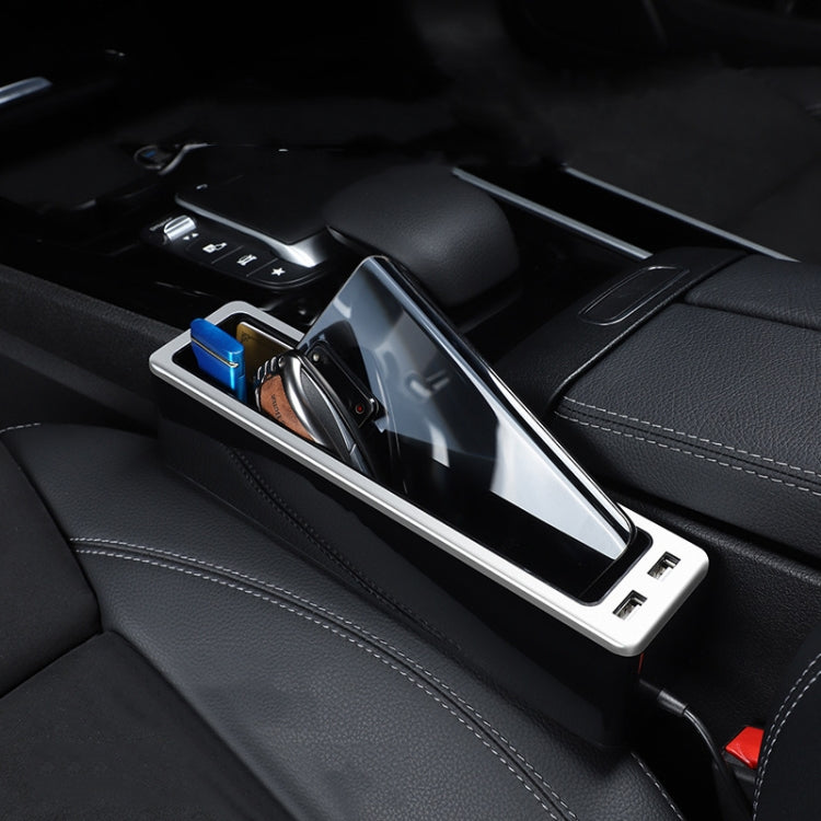 Car Seat Gap Storage Box with 2 USB Charging Port, Principal Driver Silver, Co-pilot Silver, Principal Driver Red, Co-pilot Red, Principal Driver Gray, Co-pilot Gray